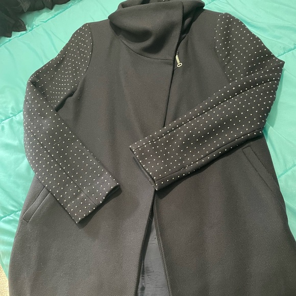 Zara Wool Coat Navy Blue with studs - Picture 2 of 5